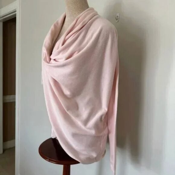 CALIA Effortless Wrap Neck Post Workout Sweater Pink Cashmere Blend Size XS - Picture 5 of 9